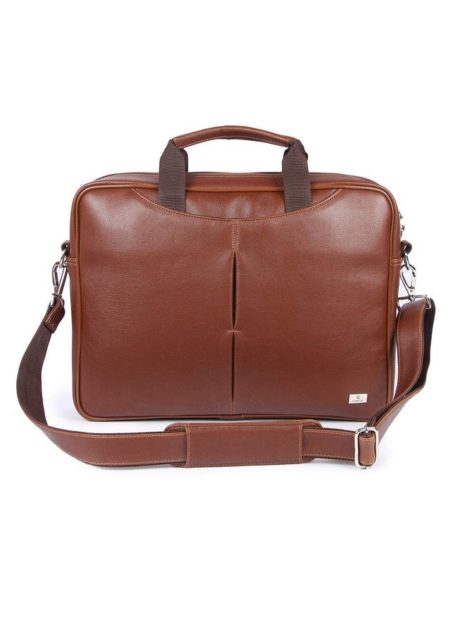 K London حقيبة ك لندن للرسائل - حقيبة لابتوب للرجال || النساء، حقيبة مكتب قابلة للتوسيع من جلد PU للجنسين | تدعم اللابتوب حتى 15.6 بوصة (1810_بني_فاتح) - Image 1