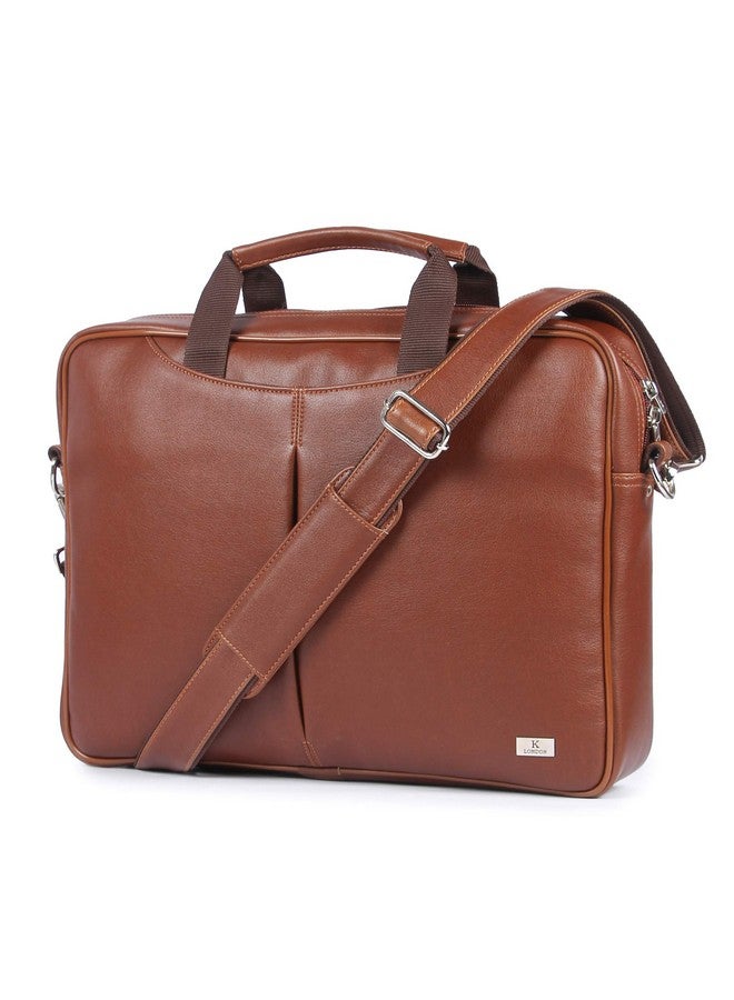 K London حقيبة ك لندن للرسائل - حقيبة لابتوب للرجال || النساء، حقيبة مكتب قابلة للتوسيع من جلد PU للجنسين | تدعم اللابتوب حتى 15.6 بوصة (1810_بني_فاتح) - Image 3