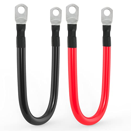 TUELETFU كابل بطارية قياس 1/0 AWG مع موصلات 3/8 بوصة لمحول الطاقة للسيارات البحرية RV والشاحنات والجرارات والدراجات النارية 2 قطعة (2 قدم) - Image 1