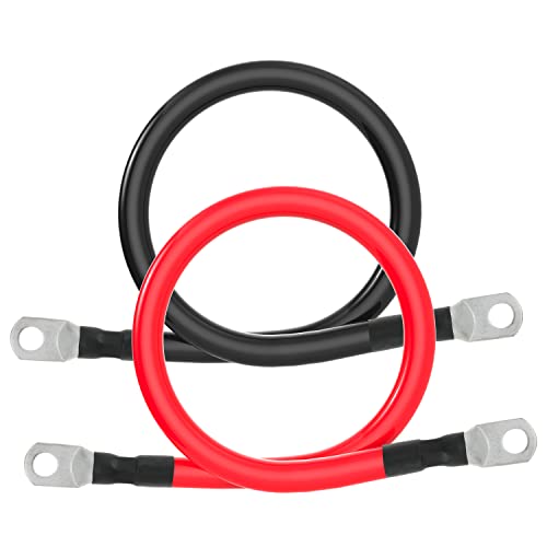 TUELETFU كابل بطارية قياس 1/0 AWG مع موصلات 3/8 بوصة لمحول الطاقة للسيارات البحرية RV والشاحنات والجرارات والدراجات النارية 2 قطعة (2 قدم) - Image 5