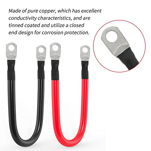 TUELETFU كابل بطارية قياس 1/0 AWG مع موصلات 3/8 بوصة لمحول الطاقة للسيارات البحرية RV والشاحنات والجرارات والدراجات النارية 2 قطعة (2 قدم) - Image 3