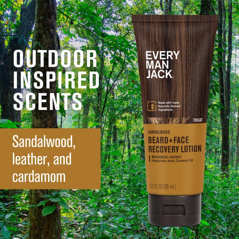 Every Man Jack Beard + Face Recovery Lotion-Moisturizes Relieves Dry Skin and Beard Itch - Light Sandalwood Scent-Made w/Naturally Derived Ingredients like Coconut Oil, and Witch Hazel-3.2oz(2 pack) - Image 3