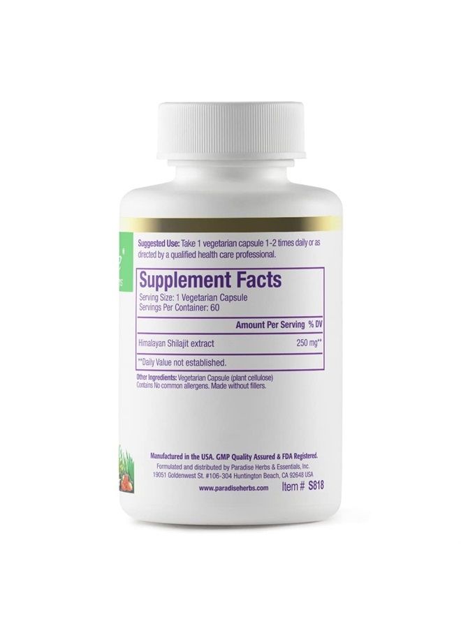 Paradise Herbs Shilajit Extract, Whole Active Plant Extract, Vegan, Non GMO, Gluten Free, Keto, 60 Count Vegetarian Capsules - Image 2