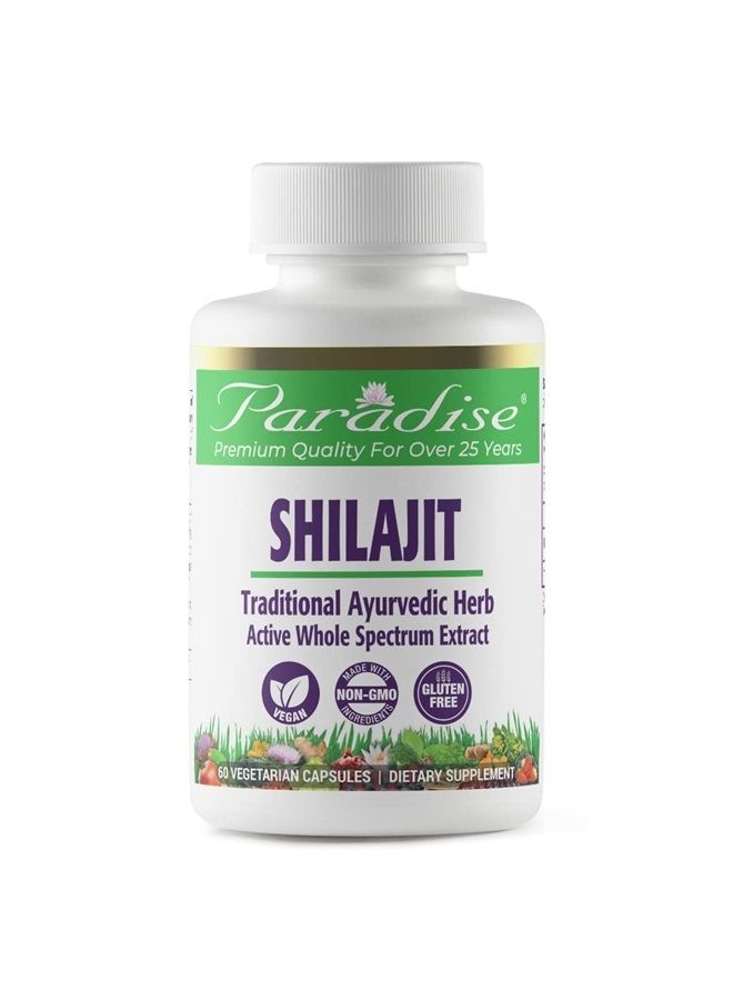 Paradise Herbs Shilajit Extract, Whole Active Plant Extract, Vegan, Non GMO, Gluten Free, Keto, 60 Count Vegetarian Capsules - Image 1