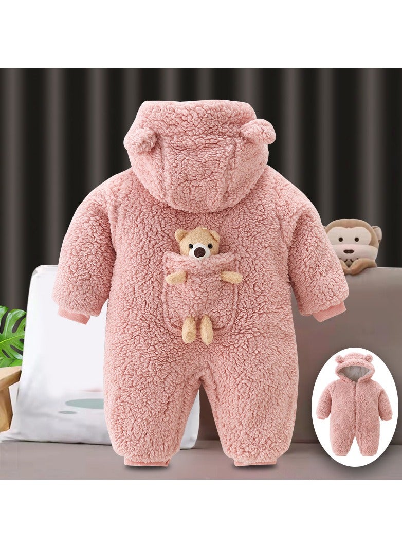 Loquat Infant Autumn And Winter Hooded And Thickened Jumpsuit 