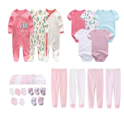 MAMIMAKA Newborn Layette Gift Set 27-Piece Baby Girl Clothes Bodysuits, Pants Essentials and Accessories 0-6Months - Image 1