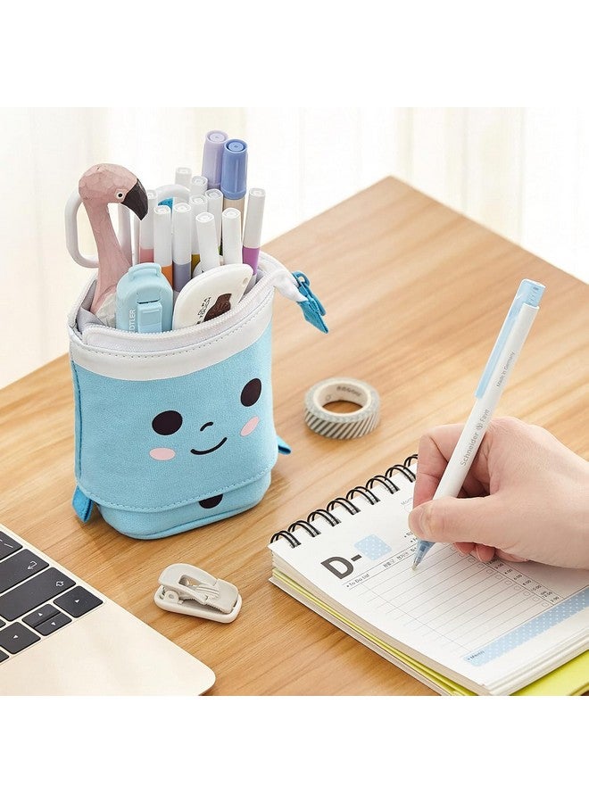 FunBlast Standing Pencil Case, Cute Pencil Pouch for Girls & Boys - Korean Boba Pop Up Stationery, Cosmetic Organizer Box, Pouches for Stationary Boys Kids Women School Students (Blue) - Image 4