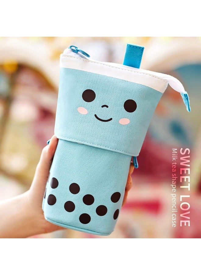 FunBlast Standing Pencil Case, Cute Pencil Pouch for Girls & Boys - Korean Boba Pop Up Stationery, Cosmetic Organizer Box, Pouches for Stationary Boys Kids Women School Students (Blue) - Image 3