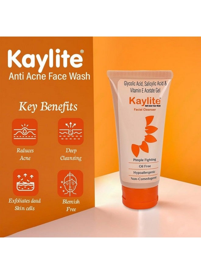 Kaylite Facial Cleanser | Anti Acne Face Wash | Salicylic acid and vitamin E-Acetate Gel, Oil Free for Women & Men (Pack of 5) 300 ML - Image 4