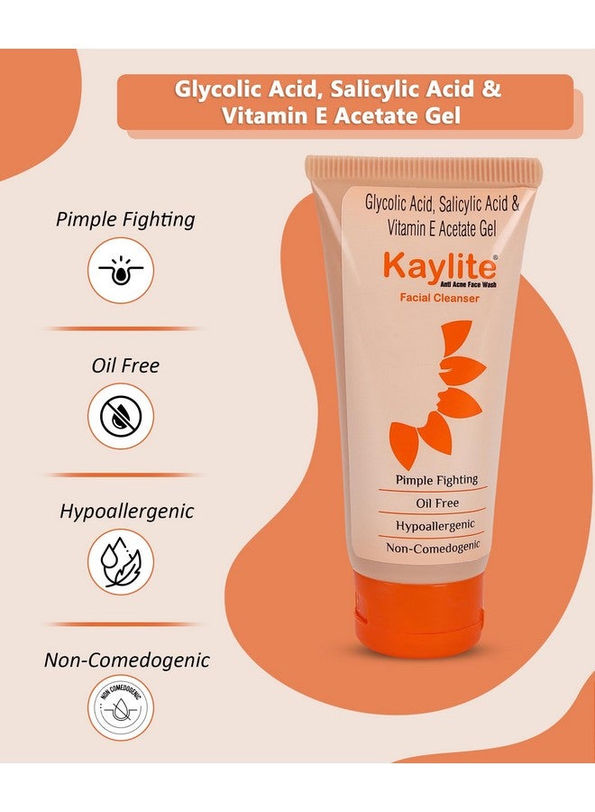 Kaylite Facial Cleanser | Anti Acne Face Wash | Salicylic acid and vitamin E-Acetate Gel, Oil Free for Women & Men (Pack of 5) 300 ML - Image 2