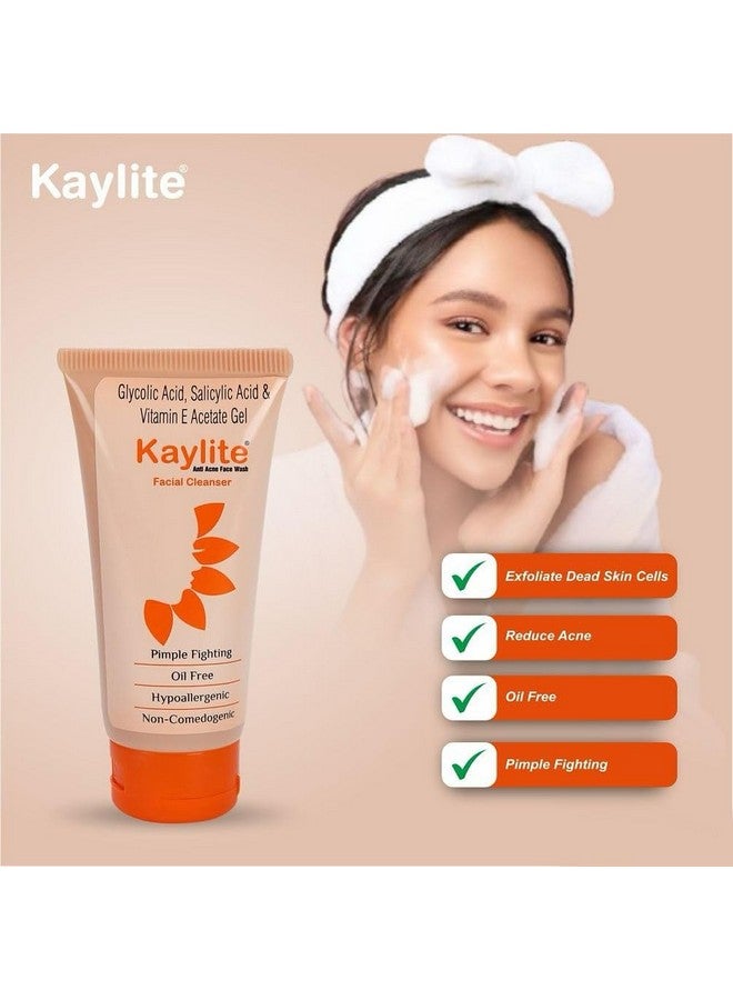 Kaylite Facial Cleanser | Anti Acne Face Wash | Salicylic acid and vitamin E-Acetate Gel, Oil Free for Women & Men (Pack of 5) 300 ML - Image 5