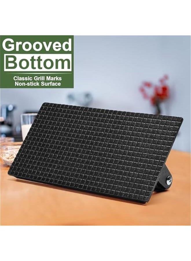 TRASSLE Burger Press,11X21CM Rectangle Heavy-Duty Cast Iron Smash Bacon Press Meat Steak with Wood Handle for Griddle, Sandwich, Nonstick Pan (Rectangle)  - Image 4