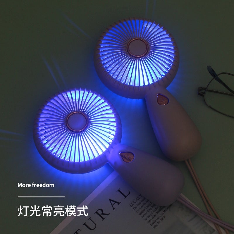 وو مروحة يدوية مدمجة مع إضاءة LED، قابلة للشحن عبر USB - Image 4