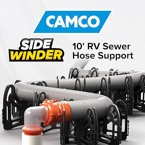 Camco دعم خرطوم الصرف RV من كامكو سايدويندر بطول 10 أقدام - تصميم مرن وقابل للتلسكوب لتجنب العقبات وحوامل عميقة لتأمين خرطوم الصرف RV - جاهز للاستخدام من العلبة ويطوى للتخزين في RV (43031) - Image 2