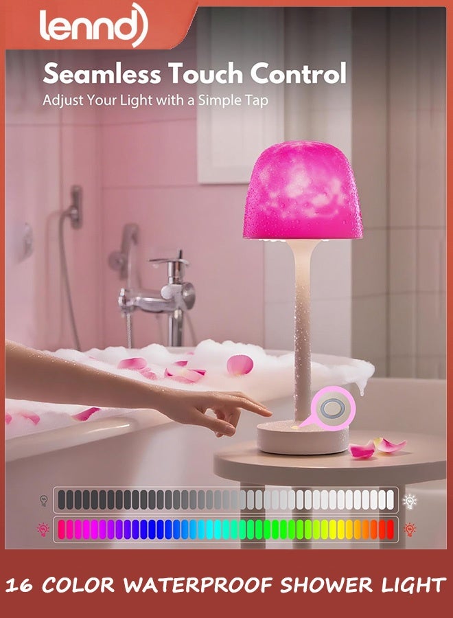 LENND Spa-Like Shower Lamp - Waterproof Bathroom Lamp with 16 Color Ocean Wave Projector, Rechargeable Shower Light with Touch & Remote Control, Cordless Light for Inside Shower/Bathtub - Image 5