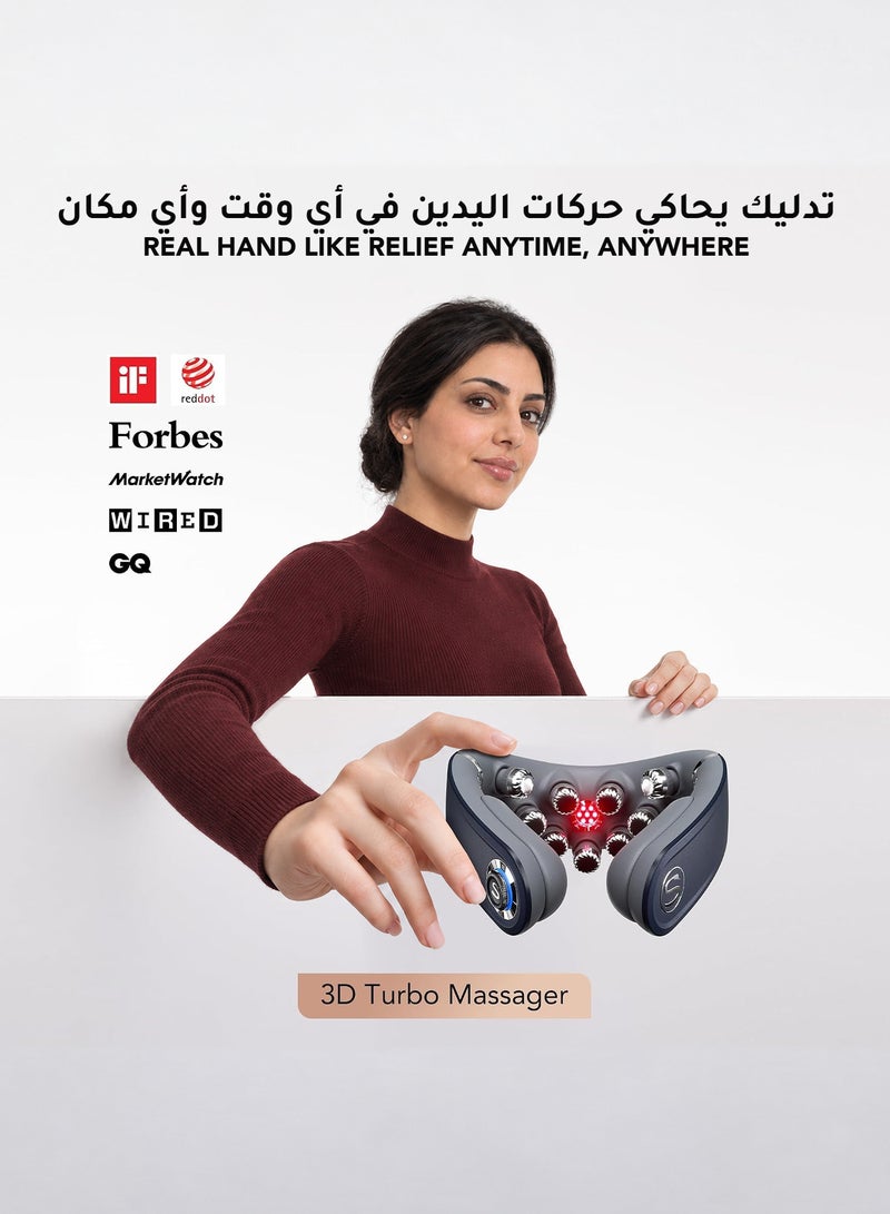 إس كيه جي جهاز تدليك الرقبة والكتفين SKG G7 Pro Fold مع تدفئة، نبضات TENS/EMS، 9 رؤوس تدليك، التحكم عبر التطبيق، قابل للطي، أزرق - Image 2