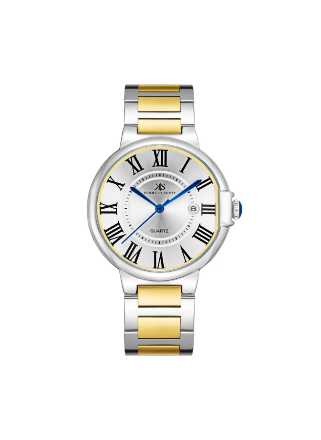 KENNETH SCOTT Men's Analog Display Watch With Gold Stainless Steel Strap - K23053-TBTW