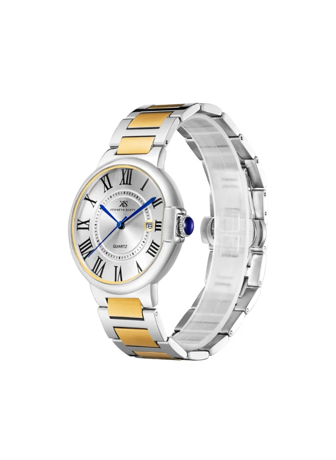 KENNETH SCOTT Men's Analog Display Watch With Gold Stainless Steel Strap - K23053-TBTW