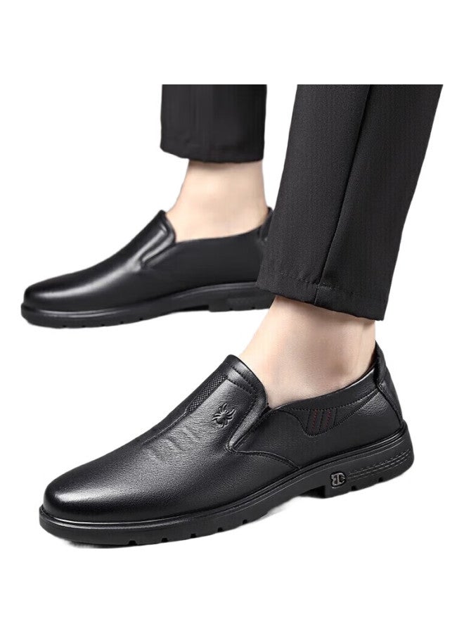 Spider King Men'S Leather Shoes, Slip-On Business Casual Shoes, Middle-Aged And Elderly Dad Shoes, Black (Slip-On), Size 40 - Image 3