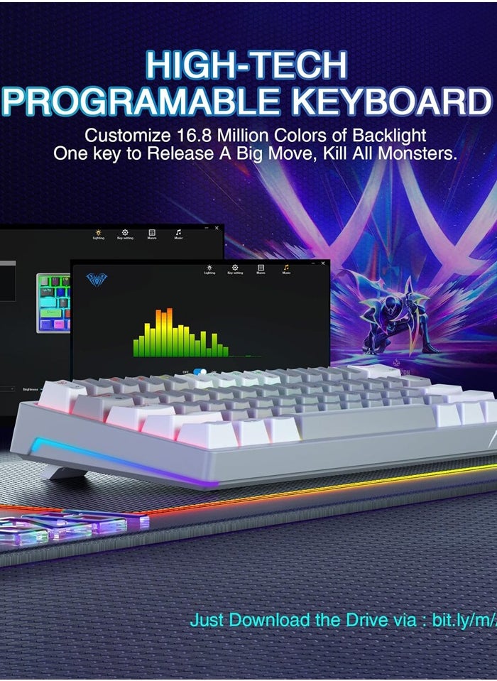 AULA - F3261 Wired Gaming Keyboard,29 RGB Backlit 60%  Mechanical Keyboard,Blue Switches,Full RGB LED Lighting,Mini Small Compact Keyboard for PC/Mac/Laptop/Wins - Image 1