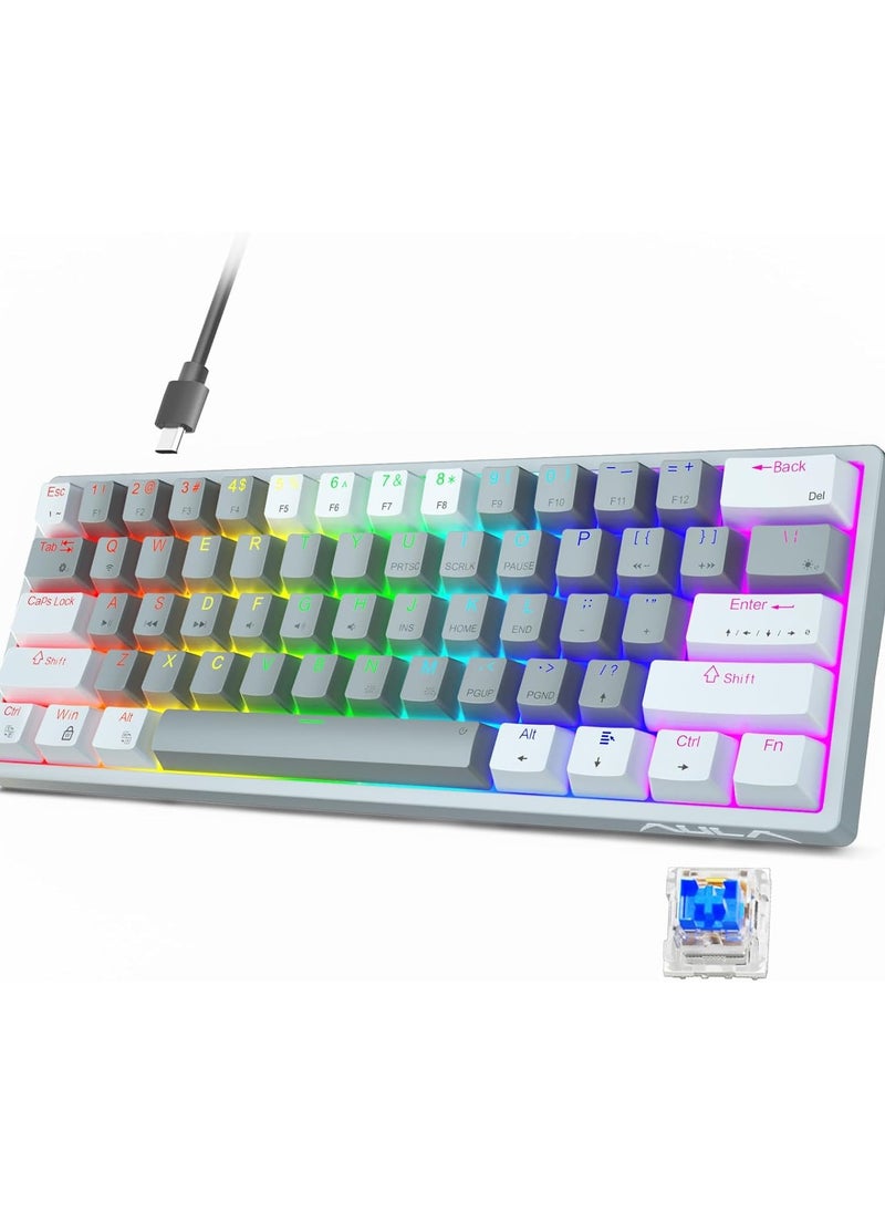 AULA - F3261 Wired Gaming Keyboard,29 RGB Backlit 60%  Mechanical Keyboard,Blue Switches,Full RGB LED Lighting,Mini Small Compact Keyboard for PC/Mac/Laptop/Wins - Image 1