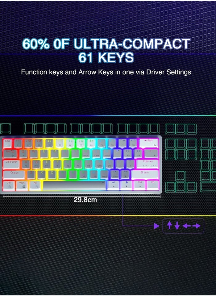 AULA - F3261 Wired Gaming Keyboard,29 RGB Backlit 60%  Mechanical Keyboard,Blue Switches,Full RGB LED Lighting,Mini Small Compact Keyboard for PC/Mac/Laptop/Wins - Image 1
