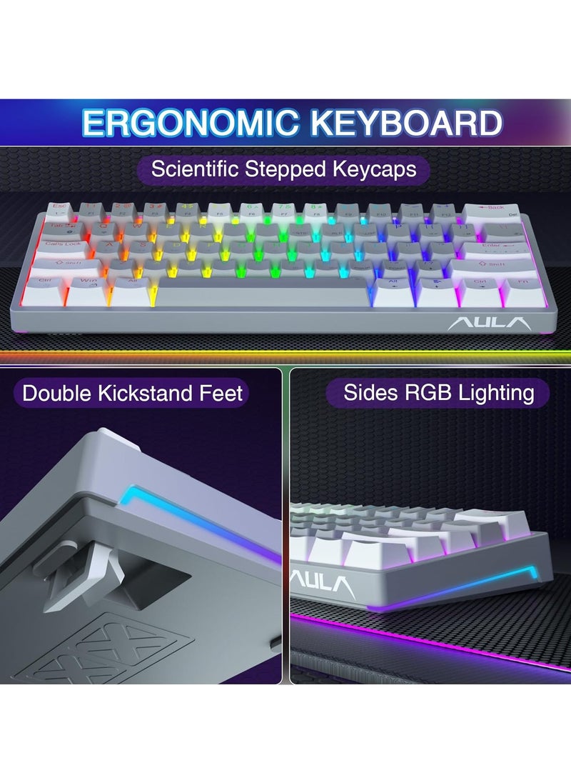 AULA - F3261 Wired Gaming Keyboard,29 RGB Backlit 60%  Mechanical Keyboard,Blue Switches,Full RGB LED Lighting,Mini Small Compact Keyboard for PC/Mac/Laptop/Wins - Image 1