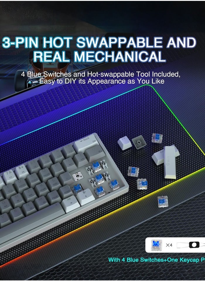 AULA - F3261 Wired Gaming Keyboard,29 RGB Backlit 60%  Mechanical Keyboard,Blue Switches,Full RGB LED Lighting,Mini Small Compact Keyboard for PC/Mac/Laptop/Wins - Image 1