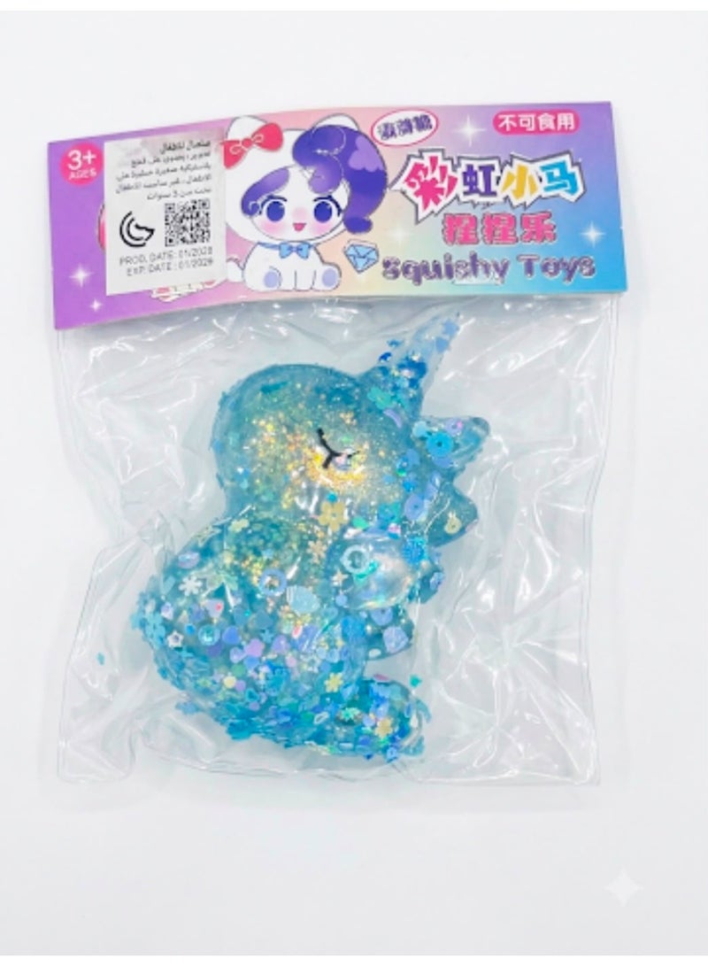 Squishy Squeezy Unicorn Glitter Doll - Fun Flexible Sensory Toy - Anti-Stress Squishy and Elastic Glittery Squishy for Kids and Adults - 1 Piece (Random Color) - Image 3