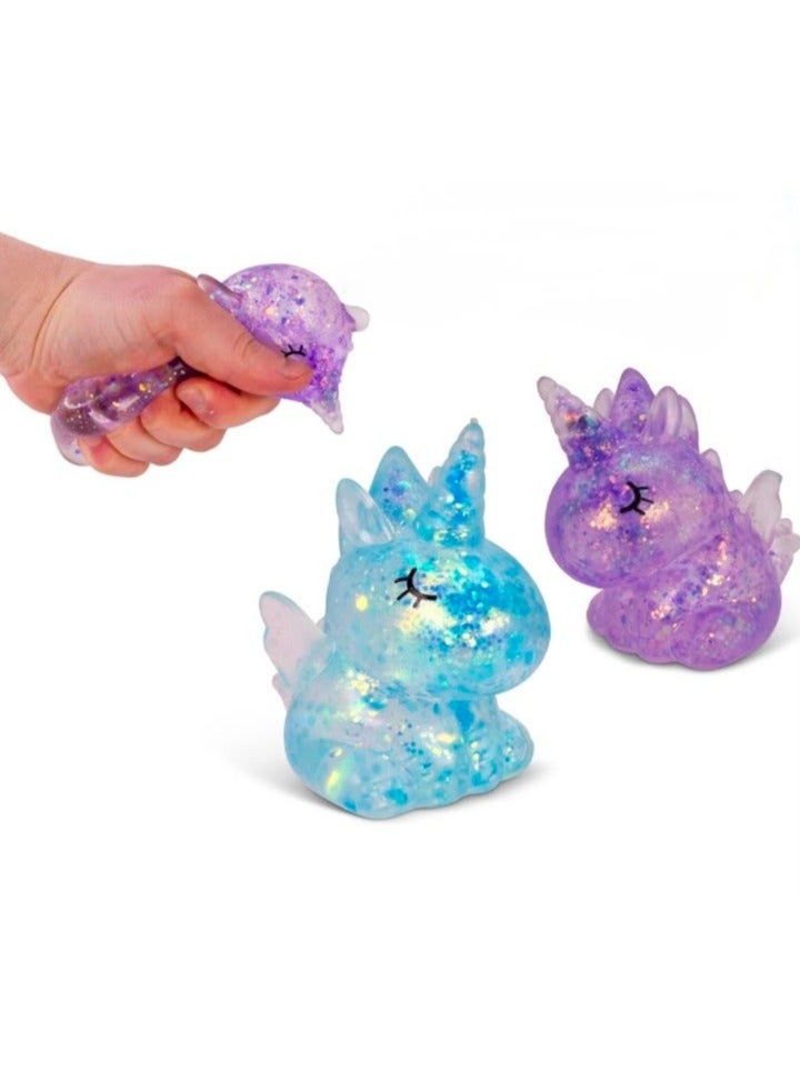 Squishy Squeezy Unicorn Glitter Doll - Fun Flexible Sensory Toy - Anti-Stress Squishy and Elastic Glittery Squishy for Kids and Adults - 1 Piece (Random Color) - Image 1