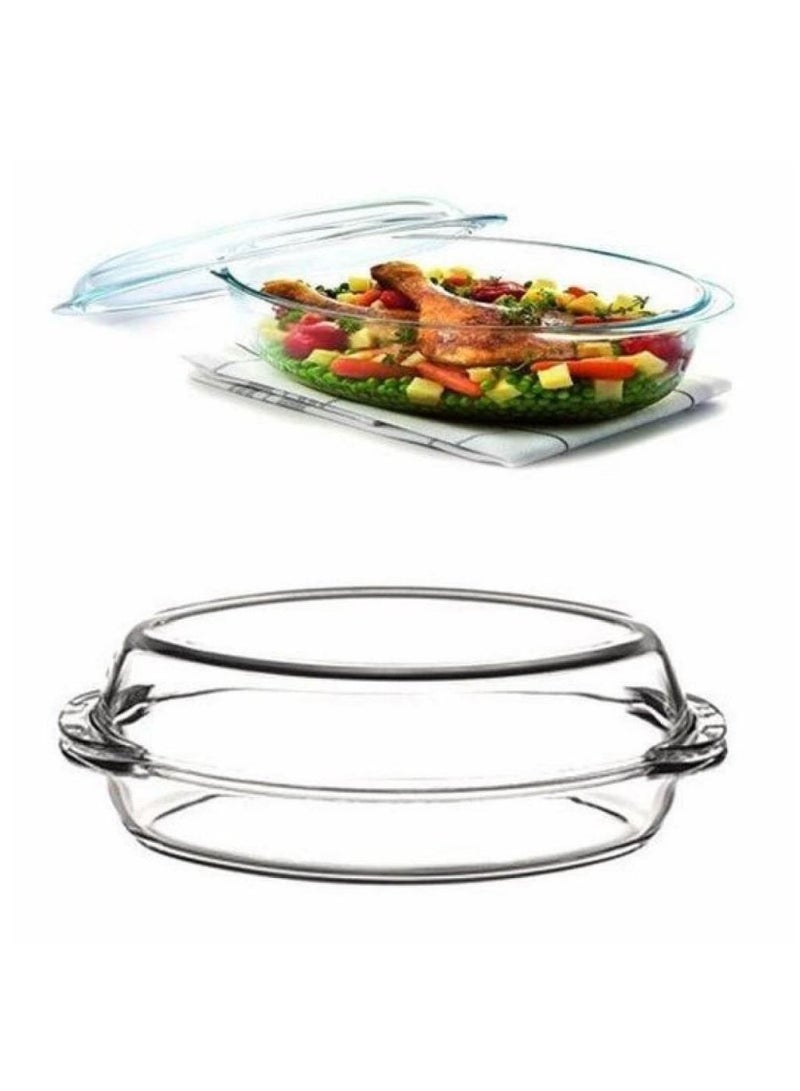 Borcam Borcam Oval Glass Baking Casserole With Lid, 1800 Ml Tray + 1800 Ml Lid Capacity, 110 Mm Height, 340X195 Mm Diameter - Clear - Image 3