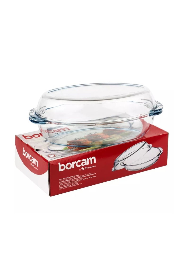 Borcam Borcam Oval Glass Baking Casserole With Lid, 1800 Ml Tray + 1800 Ml Lid Capacity, 110 Mm Height, 340X195 Mm Diameter - Clear - Image 5