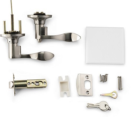 Berlin Modisch Entrance Lever Door Handle [Lock with Two Keys] for Office or Front Door with a Satin Nickel Finish, Reversible for Right & Left Side, Entry Lever Classic Series - Image 4