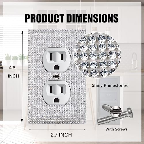 Gaocai 4 Pcs Shiny Silver Wall Plate Cover Decorative Light Switch Cover Single Toggle Rhinestones Outlet Cover - Image 2