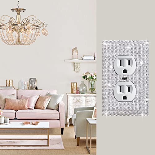 Gaocai 4 Pcs Shiny Silver Wall Plate Cover Decorative Light Switch Cover Single Toggle Rhinestones Outlet Cover - Image 5