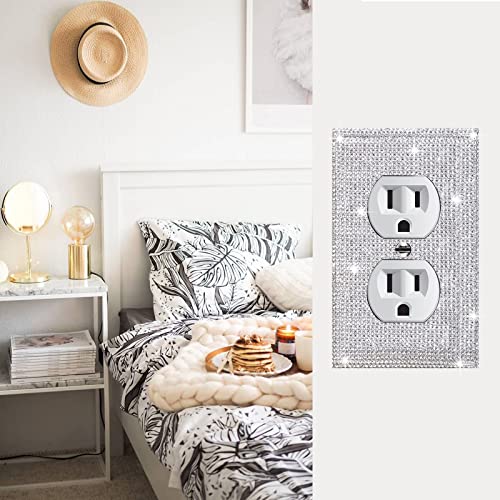 Gaocai 4 Pcs Shiny Silver Wall Plate Cover Decorative Light Switch Cover Single Toggle Rhinestones Outlet Cover - Image 4