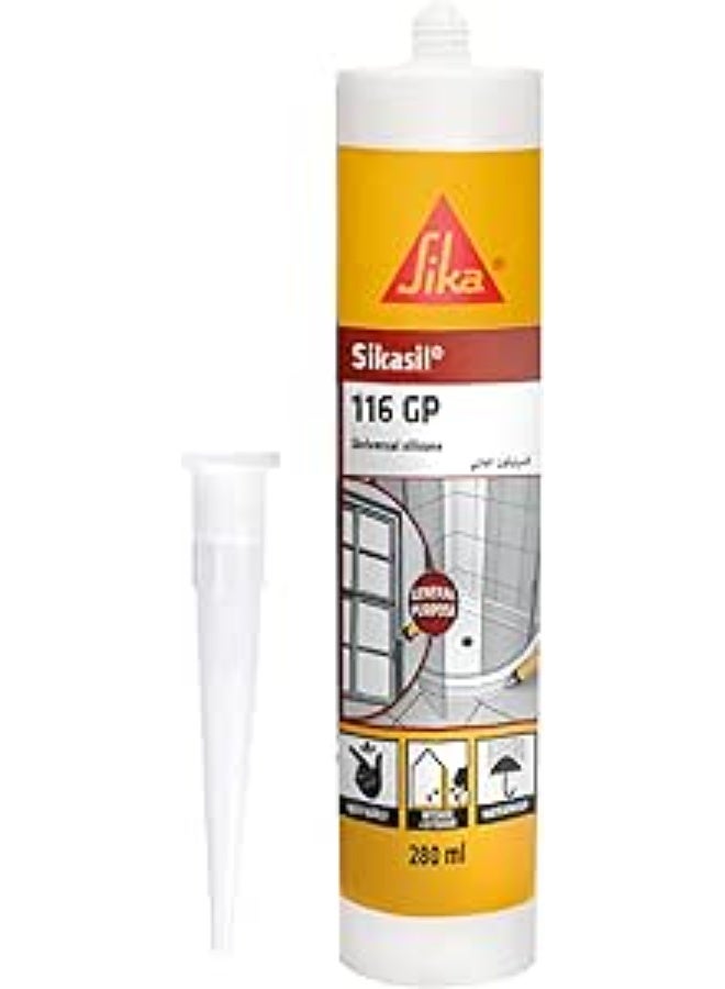 SIKA سيكا سيكاسيل-116 GP سيليكون متعدد الاستخدامات - عبوة 280 مل - أبيض - Image 1