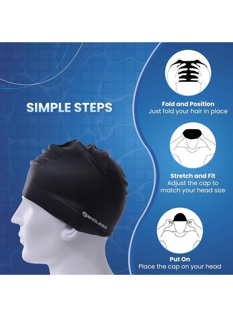 Classic Comfortable Plain Silicon Swimming Cap | Material : Silicon | Fully Elastic Waterproof Swimming Cap for Long and Short Hair with Thicker Edge | For Adults, Women and Men - Image 5