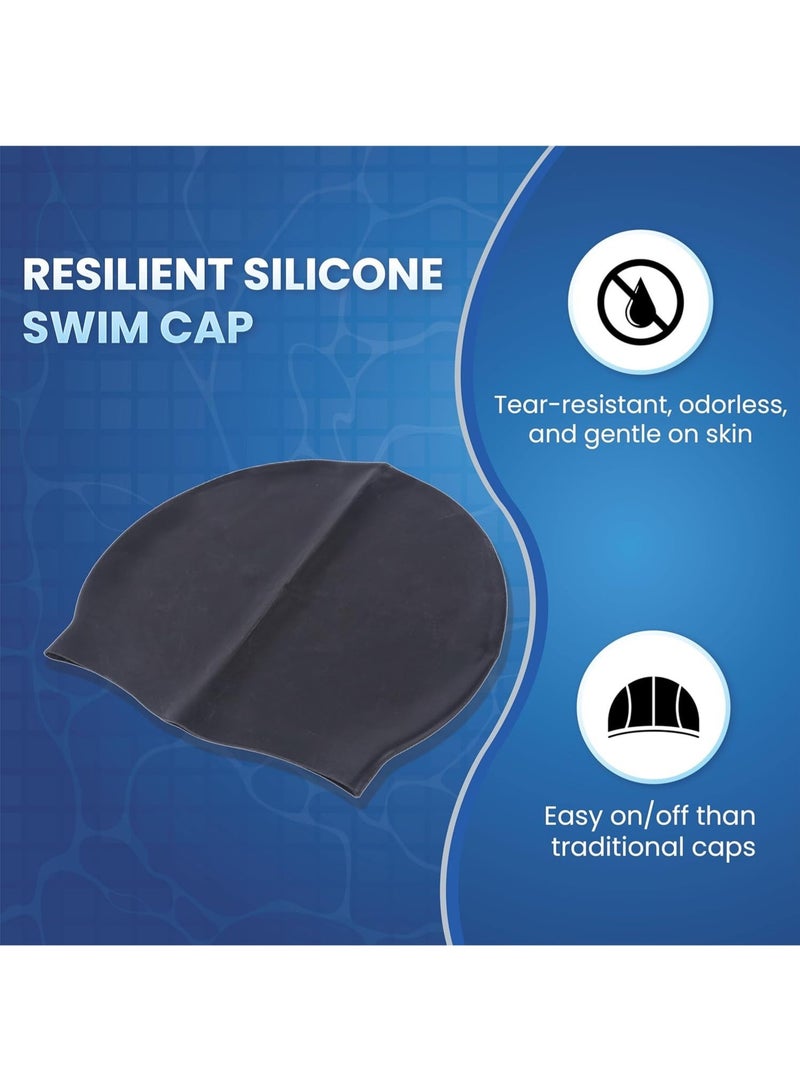 Classic Comfortable Plain Silicon Swimming Cap | Material : Silicon | Fully Elastic Waterproof Swimming Cap for Long and Short Hair with Thicker Edge | For Adults, Women and Men - Image 2
