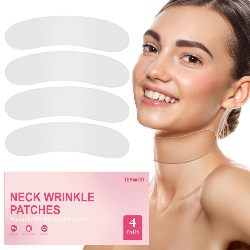 TEAWOO 4 PCS Silicone Neck Wrinkle Patches | Reusable Silicone Neck Patches for Wrinkles | Targeted Neck Wrinkle Pads | Neck Mask for Firming and Tightening | Revitalize and Firm Neck Wrinkles - Image 1