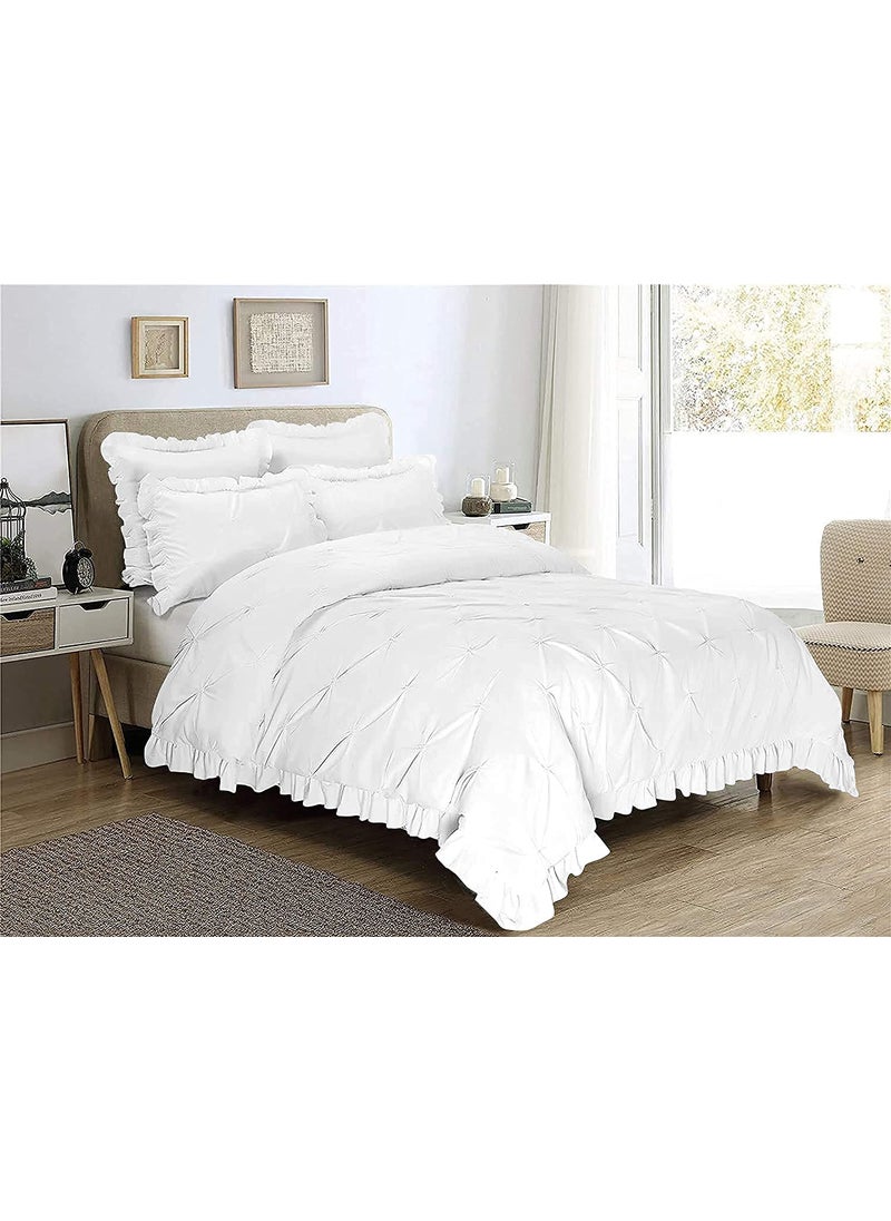 EASY BEDDING EASY BEDDING 300 TC Pinch Ruffle Solid 2 Tone DuvetRazaiBlanket Cover With 2 Pillow Cover 100 CottonZipper ClosureRazai Cover 3 Pc SetSoftLightweightKing Size White  - Image 2
