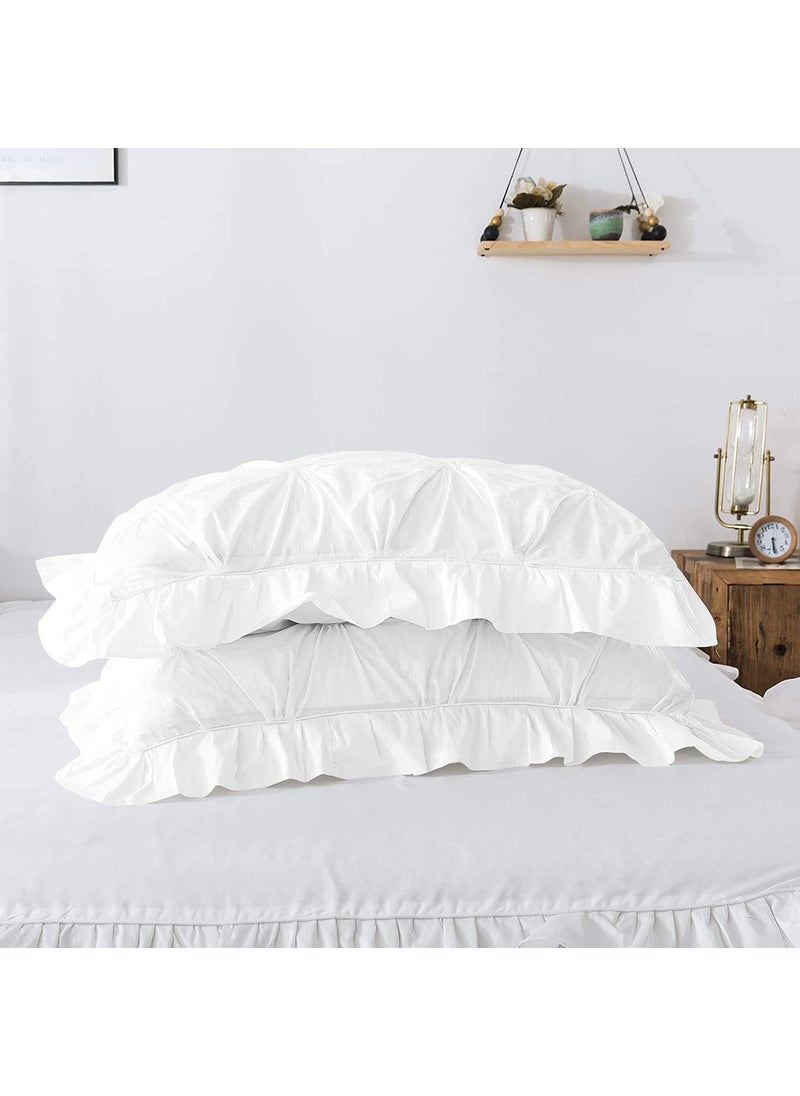 EASY BEDDING EASY BEDDING 300 TC Pinch Ruffle Solid 2 Tone DuvetRazaiBlanket Cover With 2 Pillow Cover 100 CottonZipper ClosureRazai Cover 3 Pc SetSoftLightweightKing Size White  - Image 4