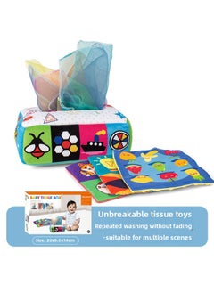 Generic Baby's Tear-free Tissue Box Paper-drawing Toy Baby Learning To Draw Tissue Exercise Early Education Cloth Books Hot Cross-Border-Color:Shape Cognition (3 Ring Paper +9 Silk Scarf)  - Image 1