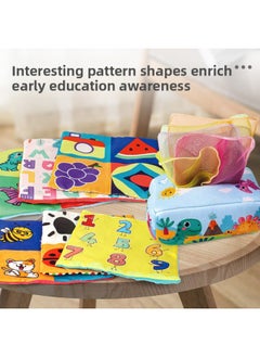 Generic Baby's Tear-free Tissue Box Paper-drawing Toy Baby Learning To Draw Tissue Exercise Early Education Cloth Books Hot Cross-Border-Color:Shape Cognition (3 Ring Paper +9 Silk Scarf)  - Image 3