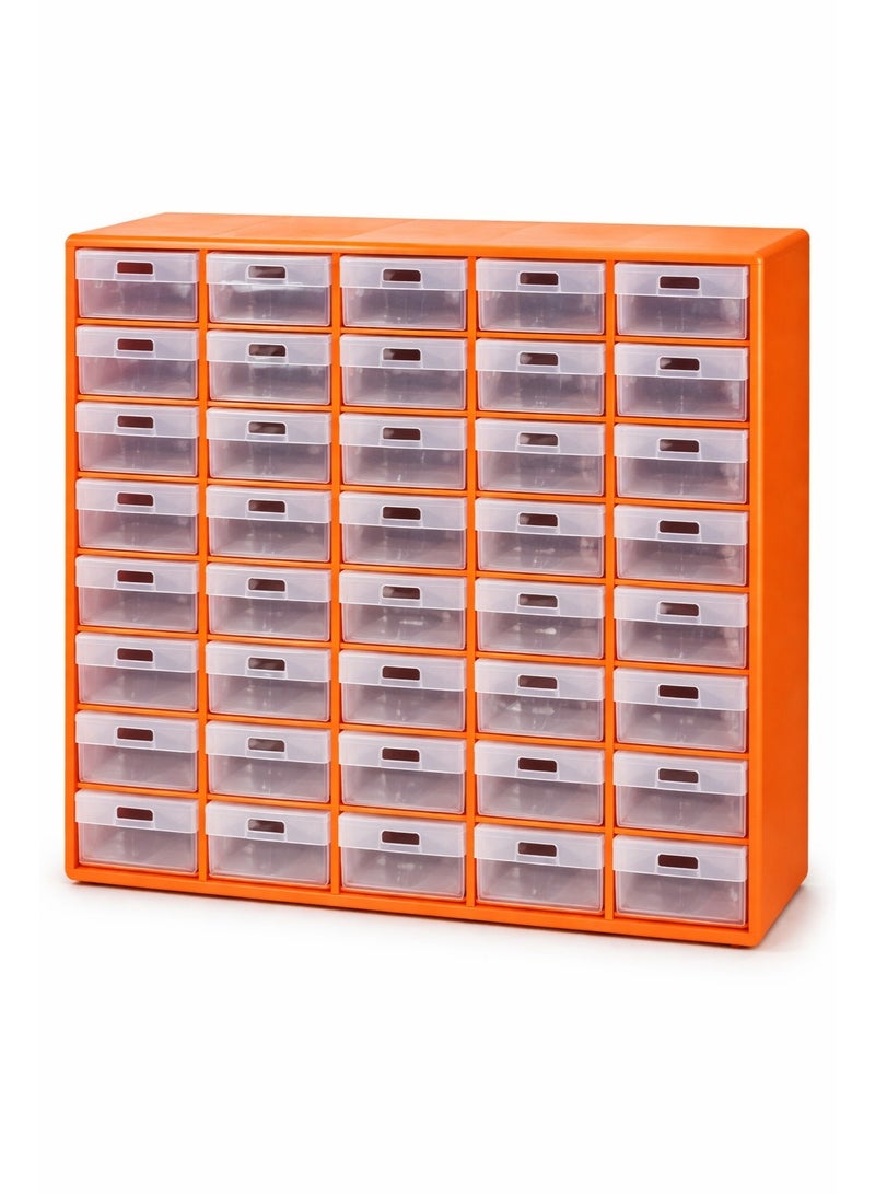 Orange 40-Drawer Organizer with Clear Drawers - Image 1