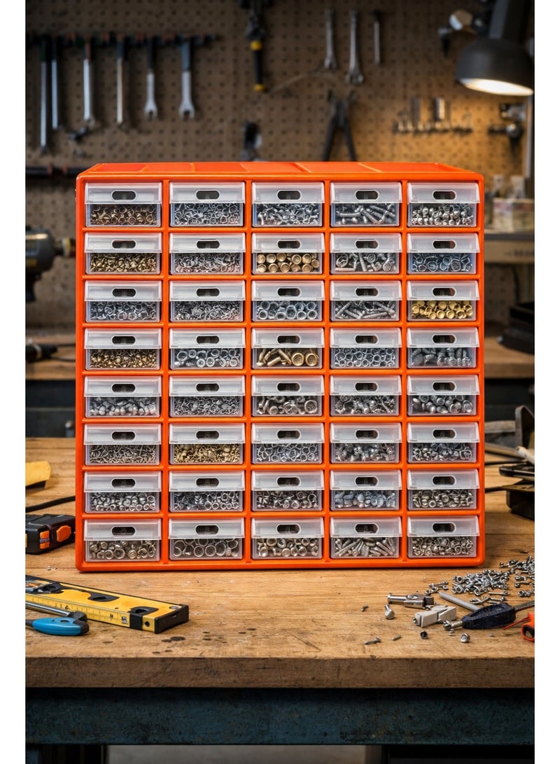 Orange 40-Drawer Organizer with Clear Drawers - Image 5