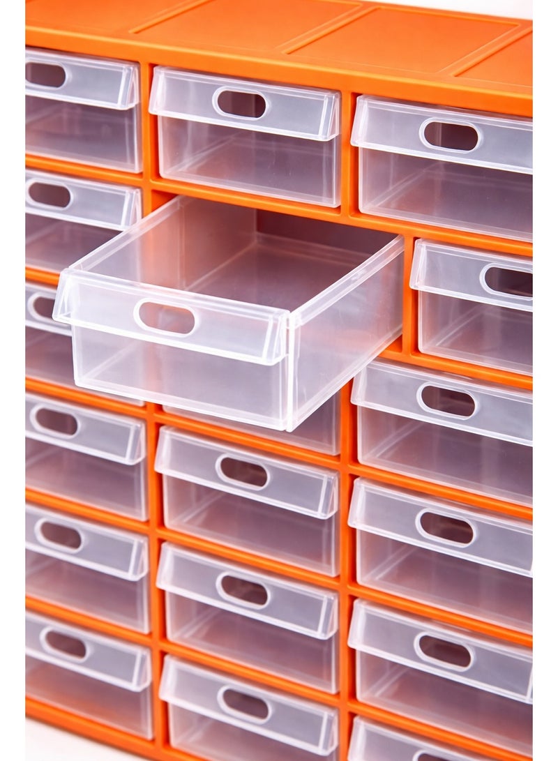 Orange 40-Drawer Organizer with Clear Drawers - Image 3