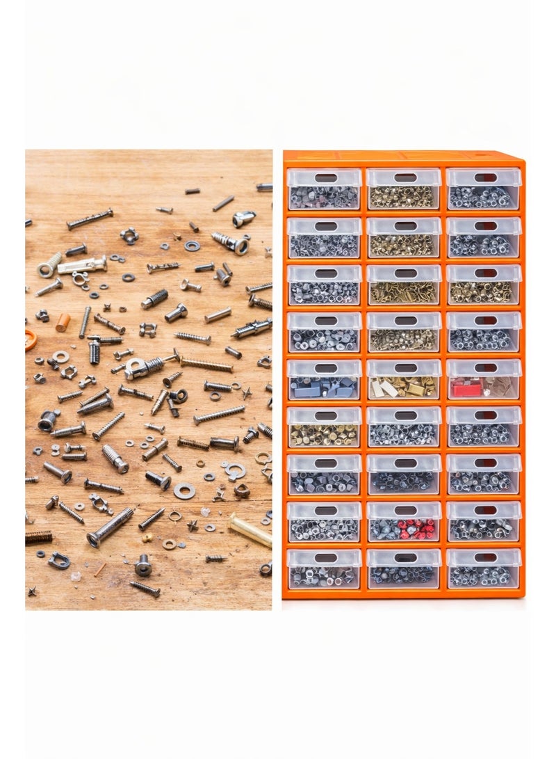Orange 40-Drawer Organizer with Clear Drawers - Image 2
