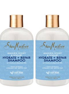 Shea Moisture Hydrating Shampoo for Damaged Hair, Manuka Honey Hydrating Shampoo with Shea Butter, Honey and Yogurt, Pack of 2 - 13 oz