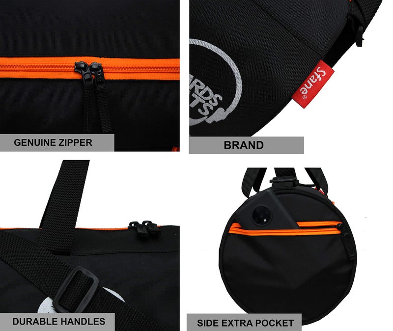 Sfane Men & Women 9.05 inches Black & Orange Mustache PrintedGym Bag/Duffle Bag/Sports Bag/Shoulder Bag/Sports Bags/Gym Bags for Men & Women - Image 4